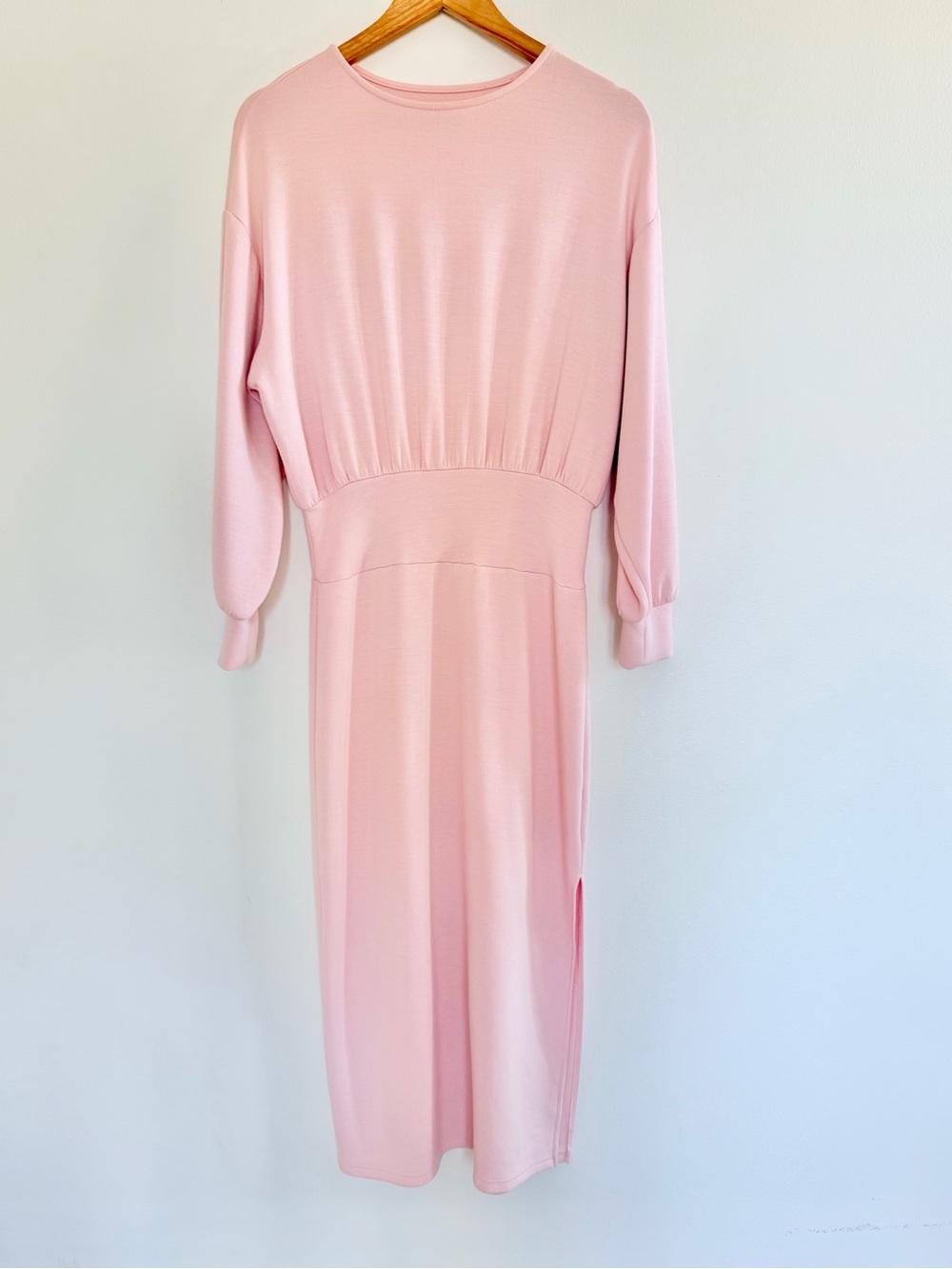 Anthropologie Daily Practice Arabella Drapey Midi Dress Pink SP Petite